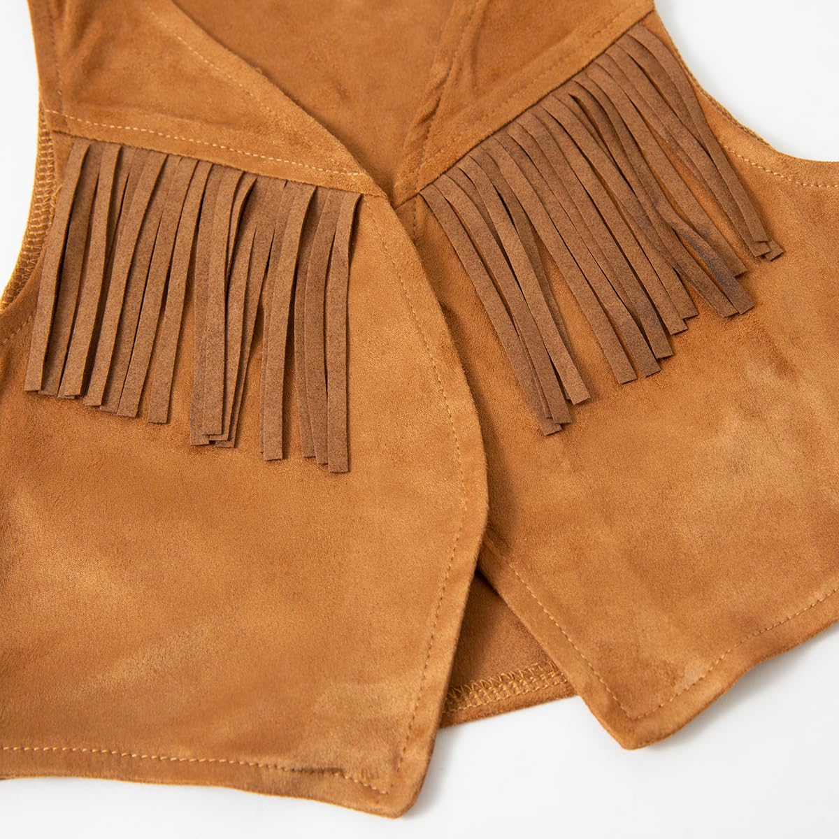 stylesilove Baby Toddler Girls Brown Fringe Vest, Pants, Bandana and Hat 4pcs Halloween Western Cowgirl Clothing Set