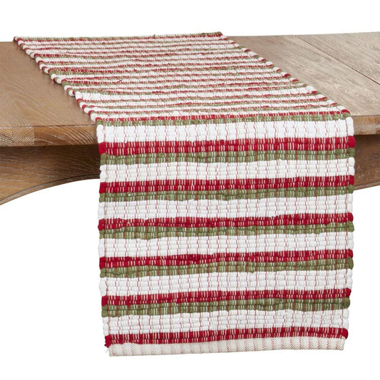 Fennco Styles Holiday Chindi Striped Cotton Table Runner 16" W x 72" L - Multicolored Table Cover for Home Décor, Dining Table, Banquet, Family Gathering, Everyday Use, Christmas and Special Occasion