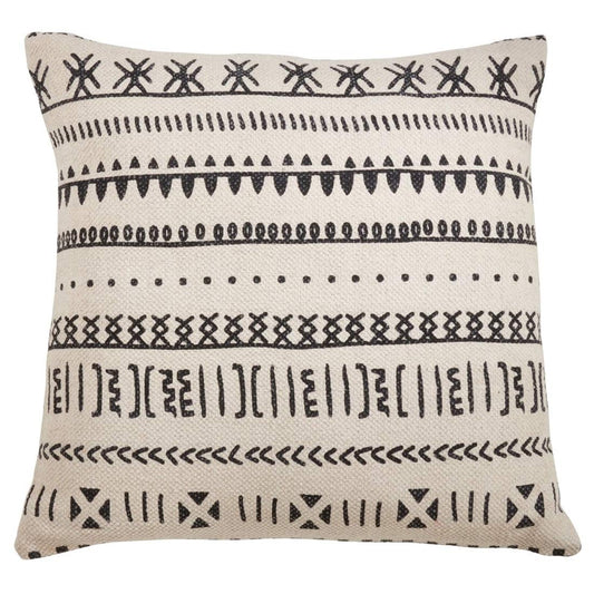 Fennco Styles Eclectic Mud Cloth Pattern Design 100% Cotton Decorative Throw Pillow Cover 22 x 22 Inch - Natural Geometric Pillow Case for Home, Couch, Living Room and Bedroom Décor