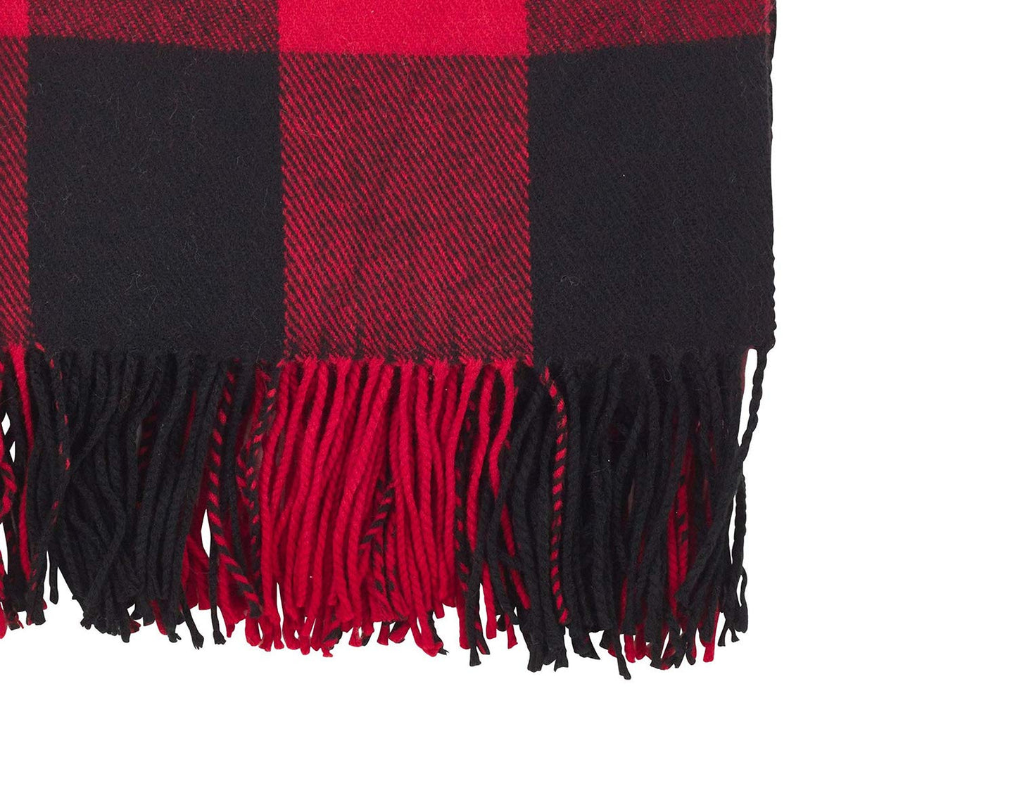 Fennco Styles Classic Buffalo Check Fringe 50 x 60 Inch Throw - Red Throw Blanket for Couch, Living Room, Bedroom, Christmas, Holiday and Home Décor