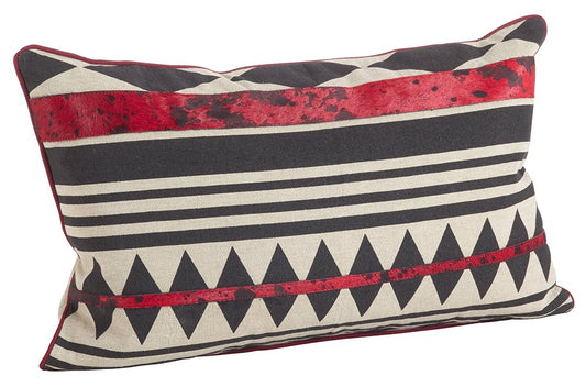 Fennco Styles Red & Black Cowhide Down Filled Pillow (Southwestern)