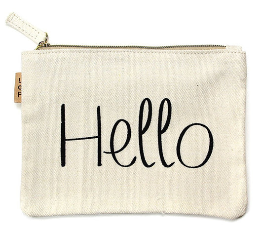 StylesILove 100% Cotton Multi-use Makeup Cosmetic Travel Clutch Pouch Bag (Hello)