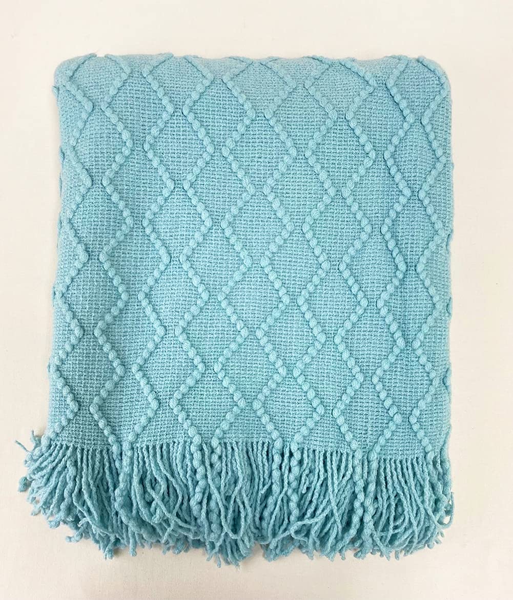 Fennco Styles Modern Textured Weave Knit Throw with Fringe 50" W x 60" L - Chevron Throw Blanket for Sofa, Couch, Living Room, Bedroom Décor