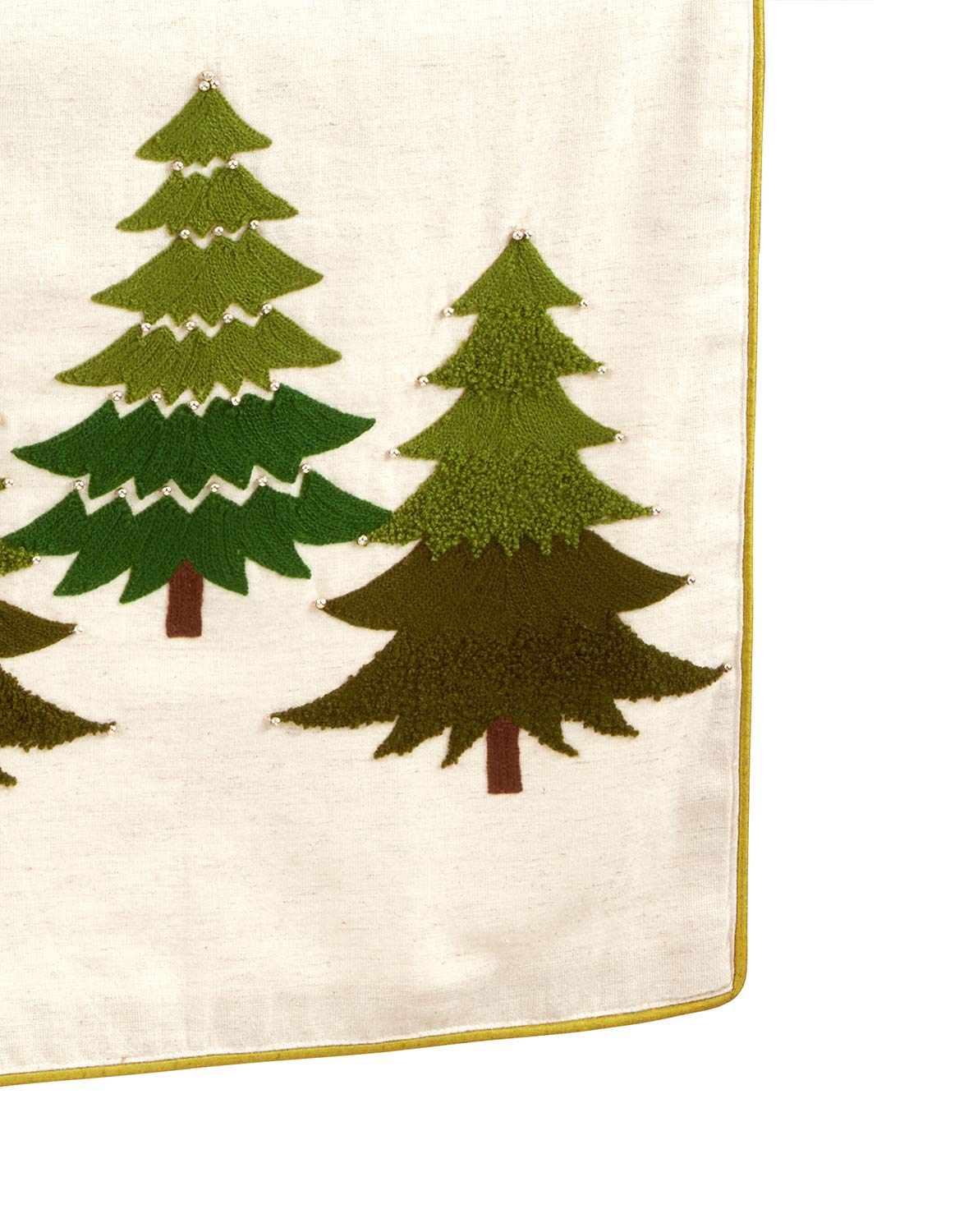 Fennco Styles Arbres Collection Farmhouse Embroidered Christmas 100% Cotton Home Décor – Multicolor Home Decorations for Christmas Dinner, Family Gathering, Special Events and Home Décor