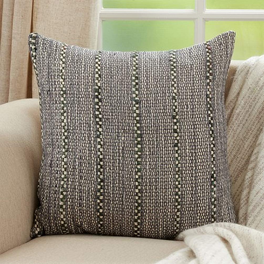 Fennco Styles Homey Striped Decorative Cotton Throw Pillow 20" W x 20" L - Blue Accent Cushion for Home, Couch, Bedroom, Living Room and Office Décor