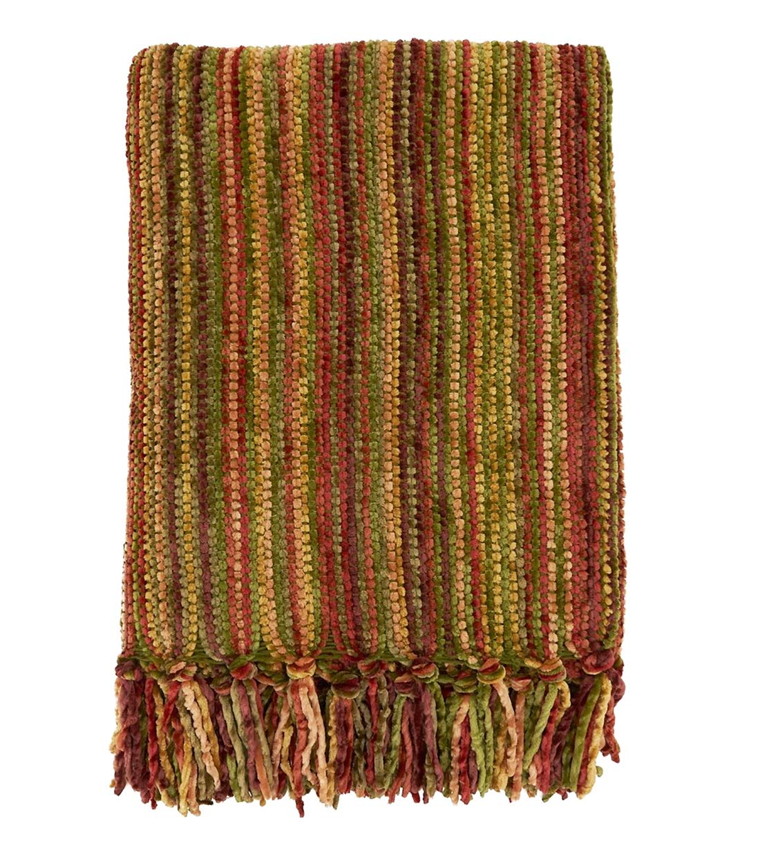 Fennco Styles Soft Knitted Chenille Fringe Design Throw Blanket 50" W x 60" L – Rust Blanket for Couch, Bedroom and Living Room Décor
