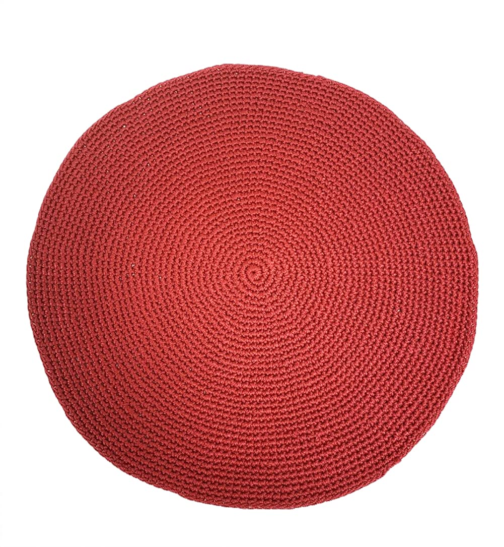 Fennco Styles Handmade Crochet Farmhouse Placemats 14-inch Round, Set of 4 - Decorative Table Mats for Home Décor, Dining Table, Banquets and Special Events