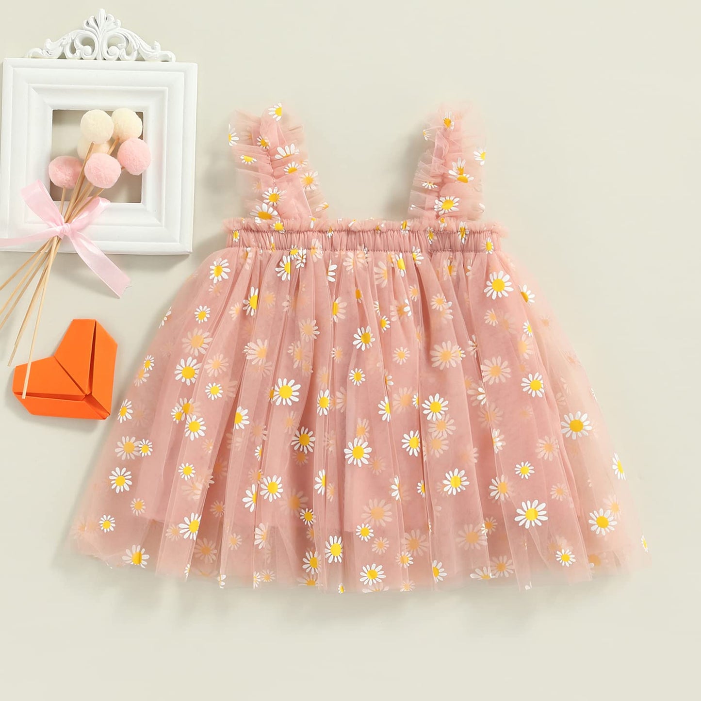 stylesilove Baby Toddler Girls Sleeveless Fruit Daisy Mesh Tulle Flower Girl Dress Birthday Wedding Party Tutu Sundress