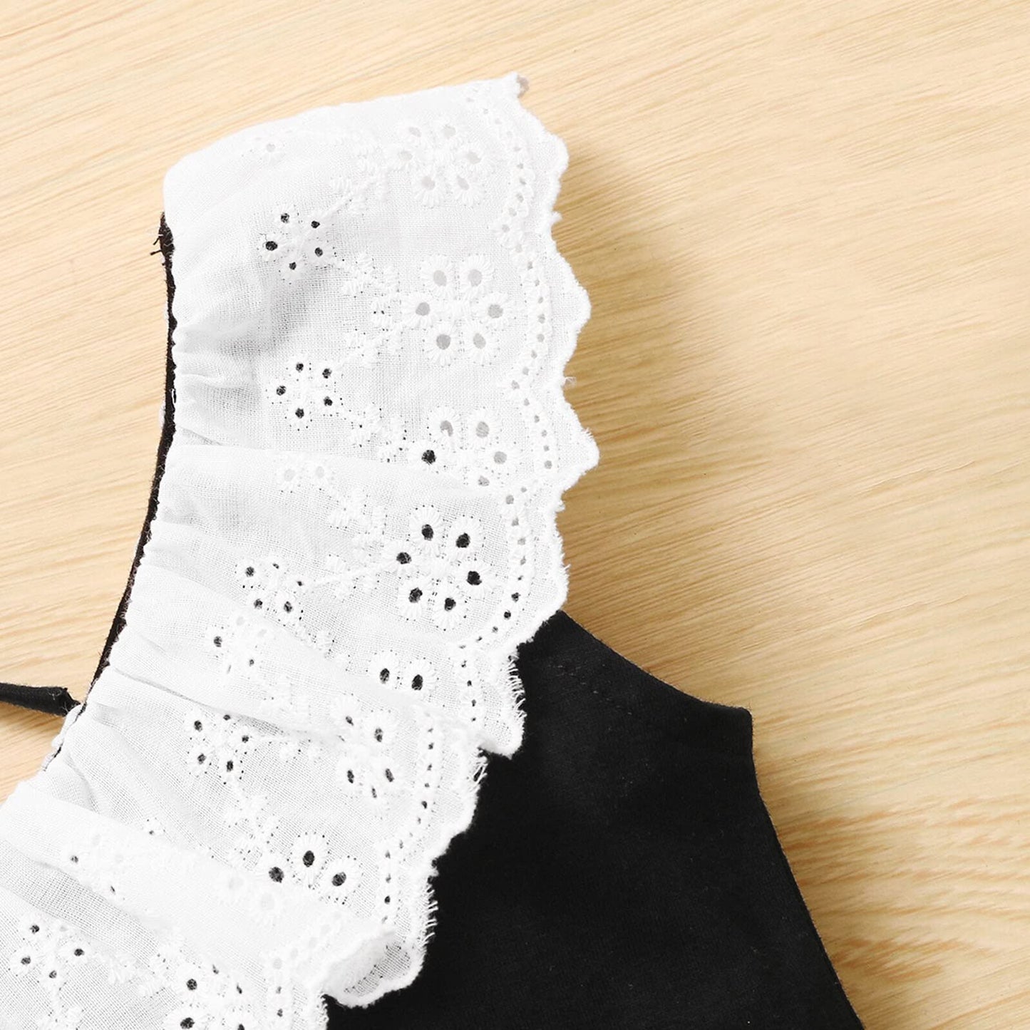 stylesilove Infant Baby Girls Black Asymmetric Ruffled Eyelet Crop Top and Shorts, Bow Headband 3pcs Cotton Summer Outfit