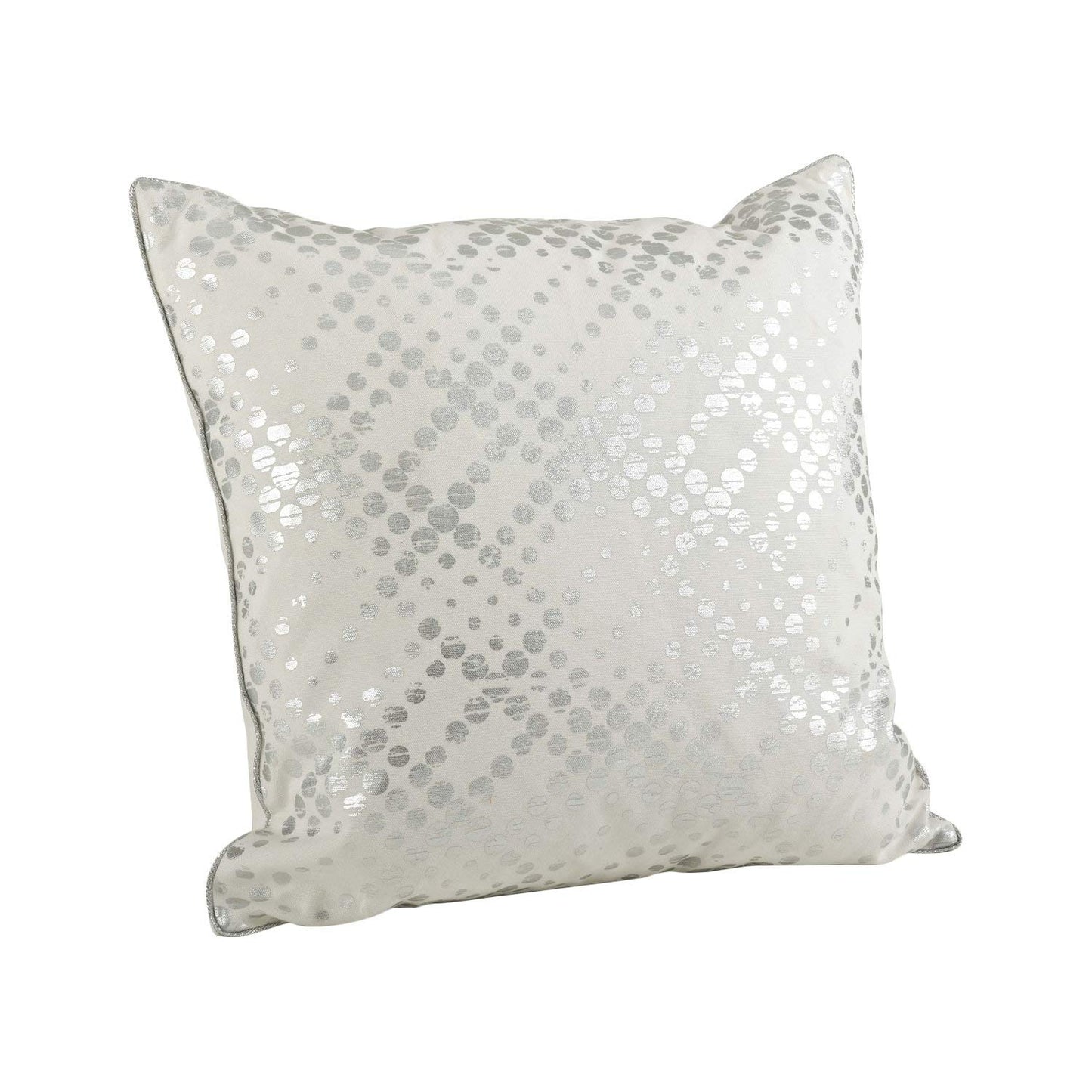Fennco Styles Lowndes Collection Glam Metallic Foil 100% Pure Cotton 20 x 20 Inch Decorative Throw Pillow with Case & Insert – Silver Throw Pillow for Couch, Bedroom and Living Room Décor