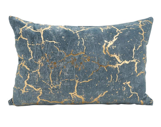Fennco Styles Unique Foil Spattered Down Filled Decorative 12" W x 18" L Throw Pillow – Grey Cotton-Viscose Cushion for Bed, Couch, Sofa, Home Décor, Holidays, Housewarming