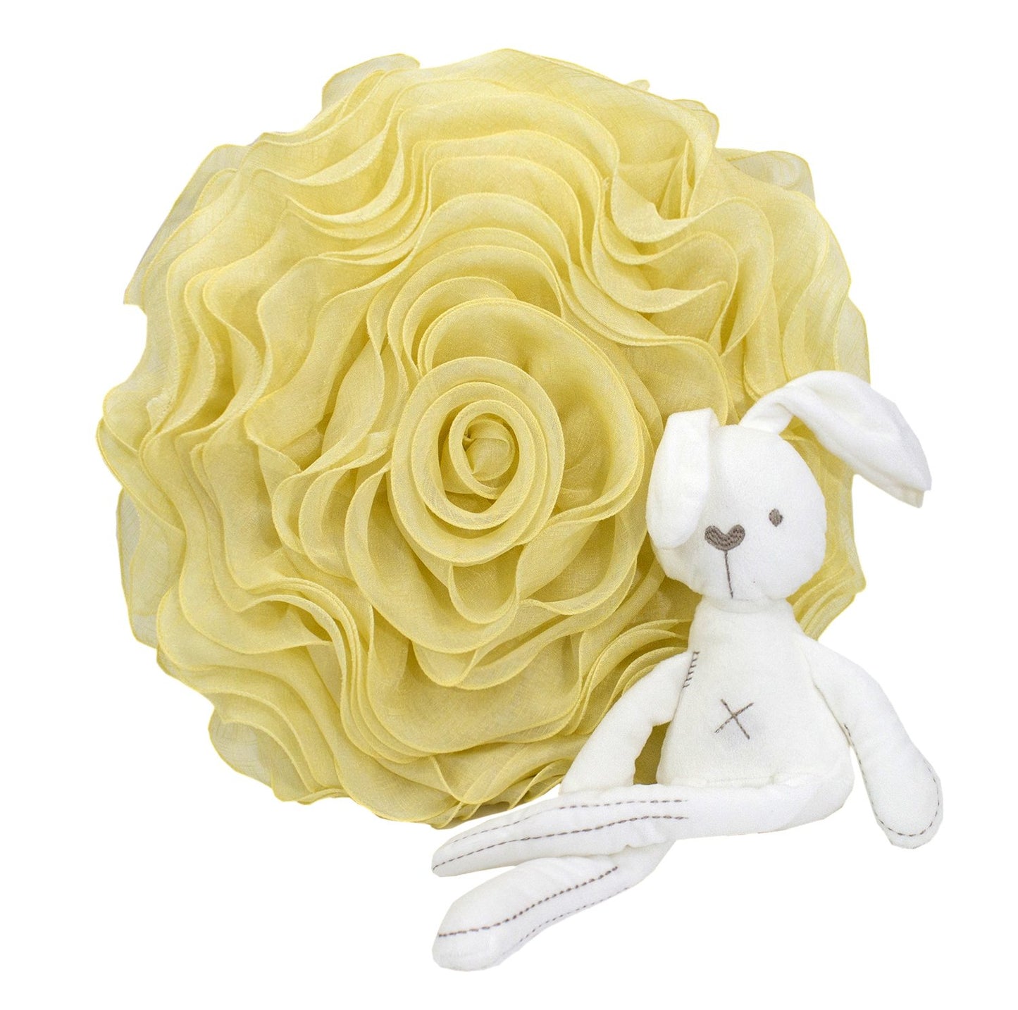 Fennco Styles Beautiful Handmade 3D Rose with Custom Made Fabric Decorative Throw Pillow 16" Round