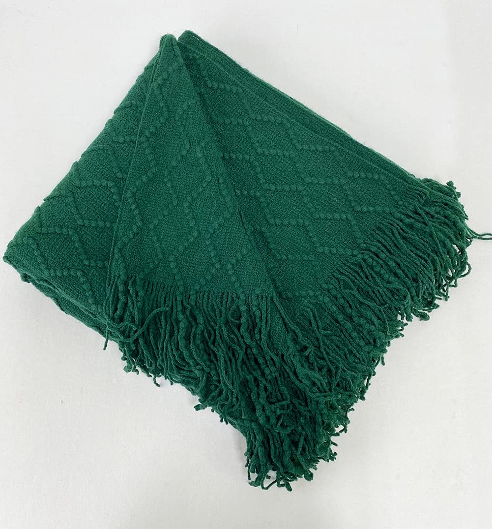 Fennco Styles Modern Textured Weave Knit Throw with Fringe 50" W x 60" L - Chevron Throw Blanket for Sofa, Couch, Living Room, Bedroom Décor