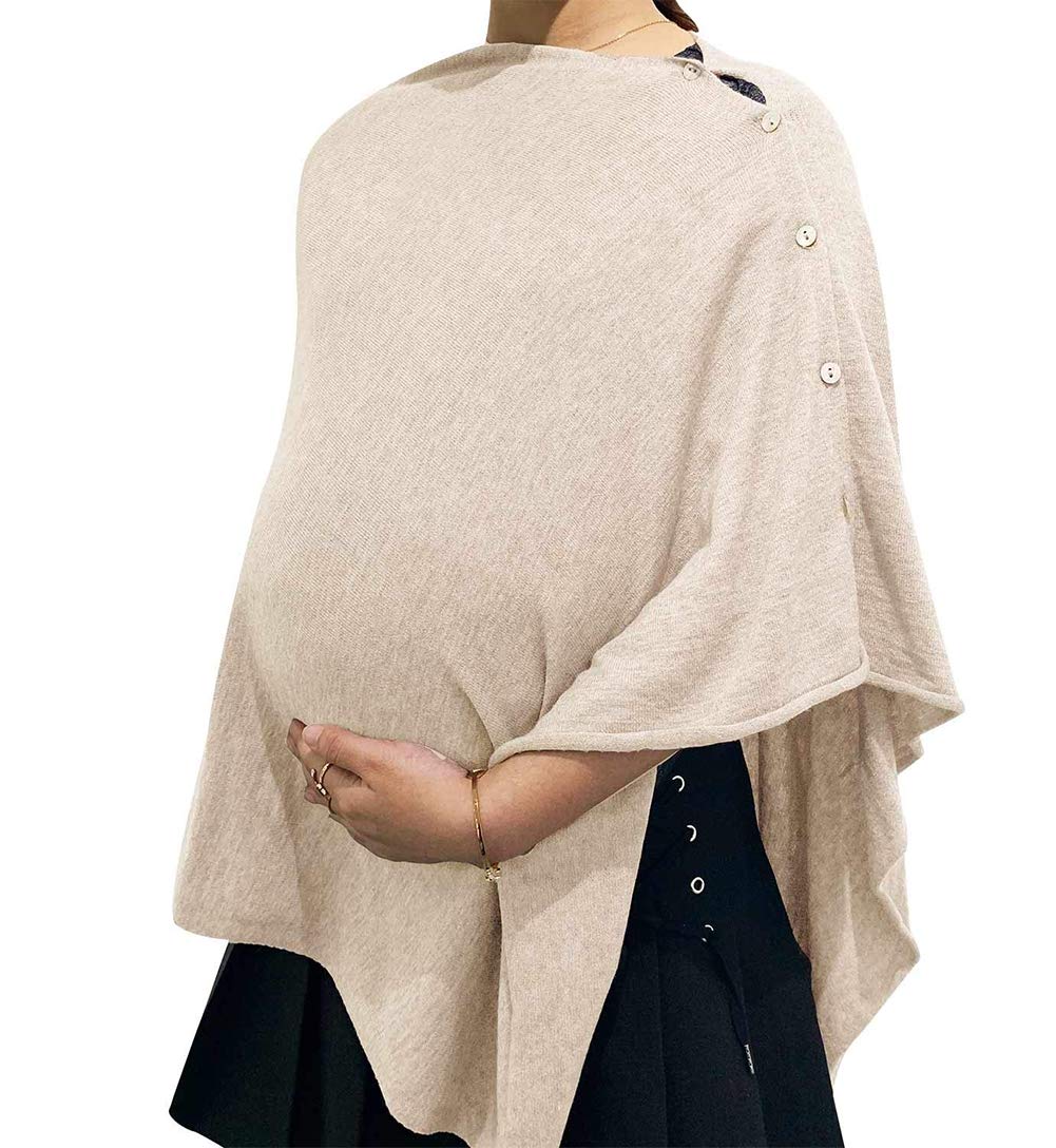 stylesilove Multi-Use Knit Nursing Shawl Poncho Adjustable Buttons for Breastfeeding Protection Nursing Cover Infinity Scarf