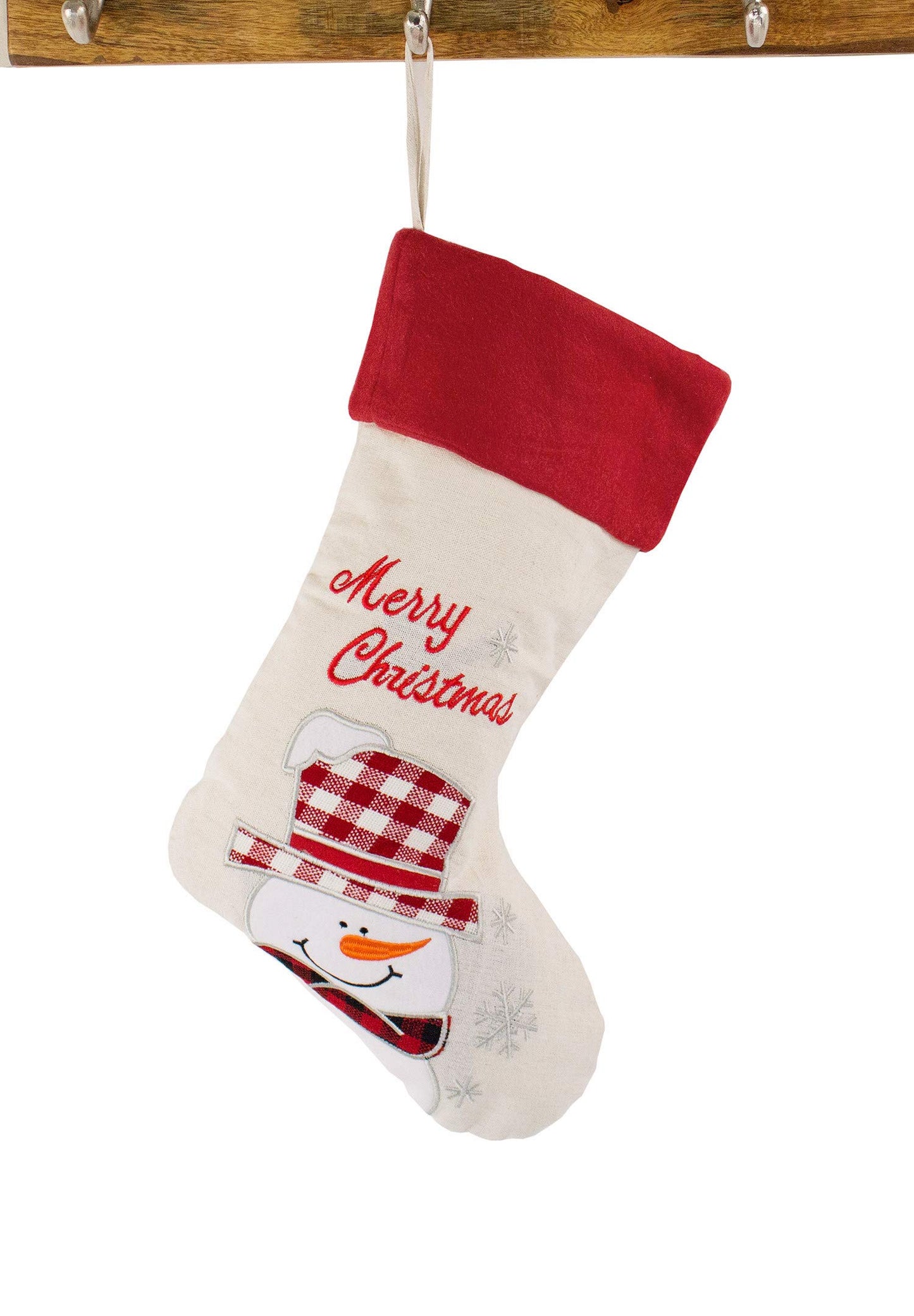 Fennco Styles Holiday Christmas Patterned Linen Hanging Stocking