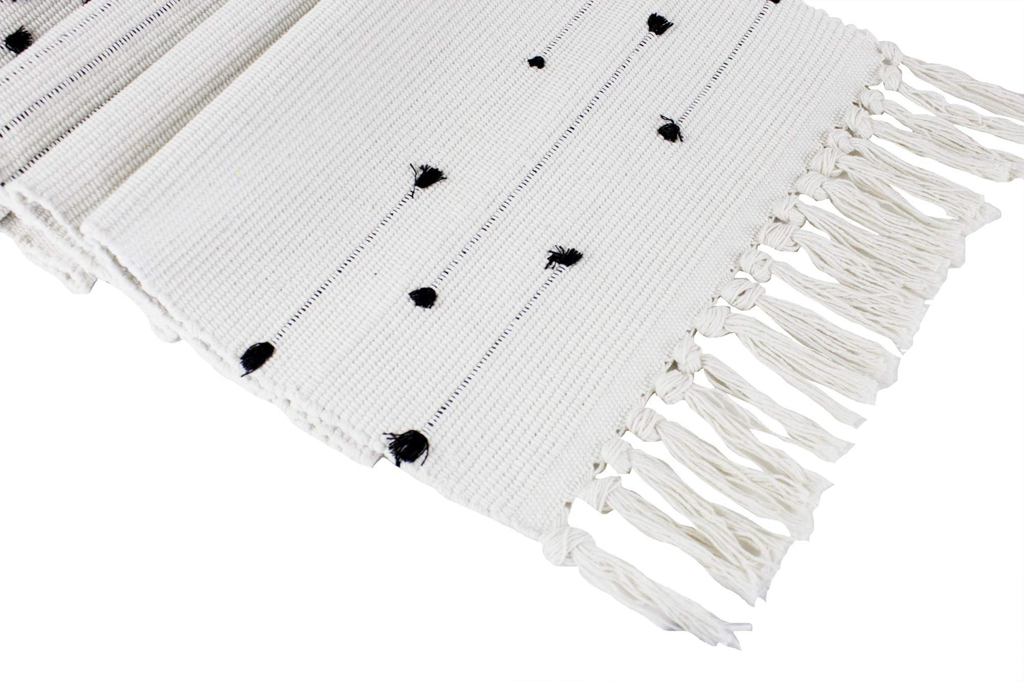 Fennco Styles Boho Chic Stitched Chevron Fringe 14 x 71 Inch Cotton Blend Table Runner - Ivory Table Runner for Everyday Use, Dinner Parties, Special Events and Home Décor