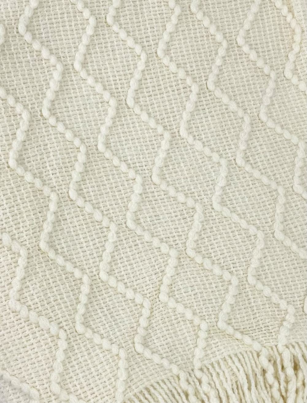 Fennco Styles Modern Textured Weave Knit Throw with Fringe 50" W x 60" L - Chevron Throw Blanket for Sofa, Couch, Living Room, Bedroom Décor