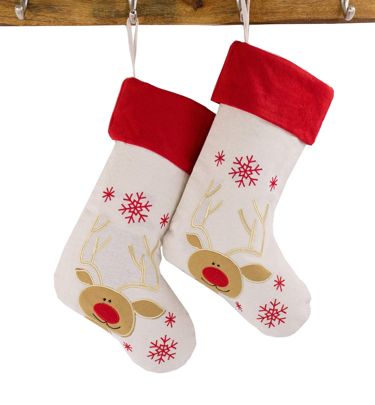 Fennco Styles Holiday Christmas Patterned Linen Hanging Stocking