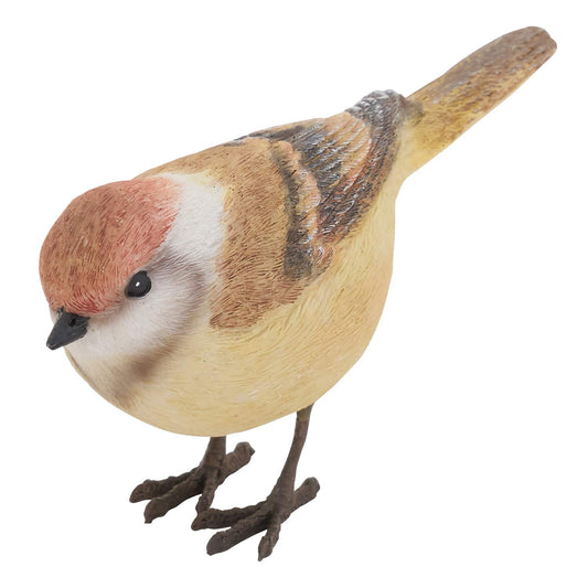 Fennco Styles 3" H Decorative Orange Resin Perched Bird Sculpture Figurine for Farmhouse, Tabletop, Bookshelf, Garden, Christmas and Holiday Décor