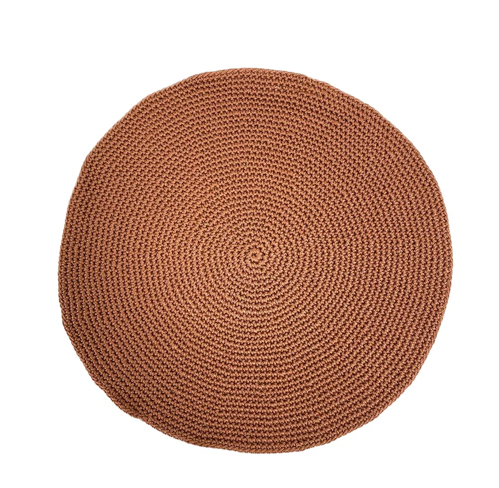 Fennco Styles Handmade Crochet Farmhouse Placemats 14-inch Round, Set of 4 - Decorative Table Mats for Home Décor, Dining Table, Banquets and Special Events