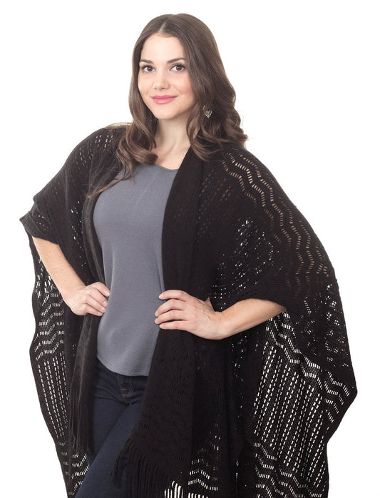 Classic Knitted Design Soft Lightweight Wrap, 2 Colors (Black)
