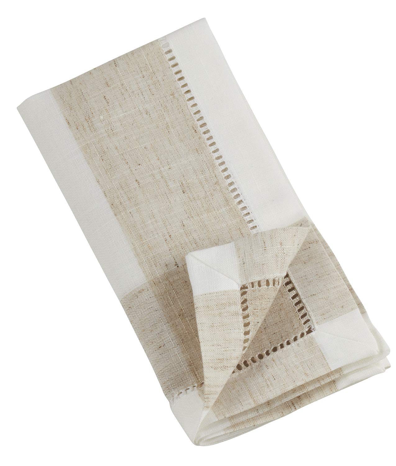 Fennco Styles Hommage Brodé Collection Cottage Orchid Embroidery Hemstitch Border Cloth Napkins 20 x 20 Inch, Set of 4 – Ivory Dinner Napkins for Wedding, Banquet, Tea Party and Home Décor