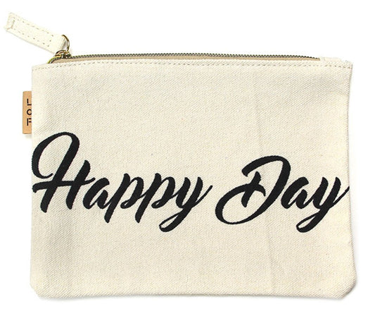 StylesILove 100% Cotton Multi-use Makeup Cosmetic Travel Clutch Pouch Bag (Happy Day)