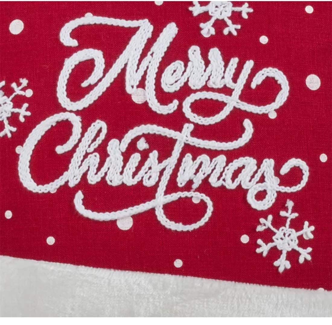 Fennco Styles Embroidered Merry Christmas Snowflake Table Runner 13 x 72 Inch - Red Table Cover for Home Décor, Banquets, Holiday Gathering and Special Events