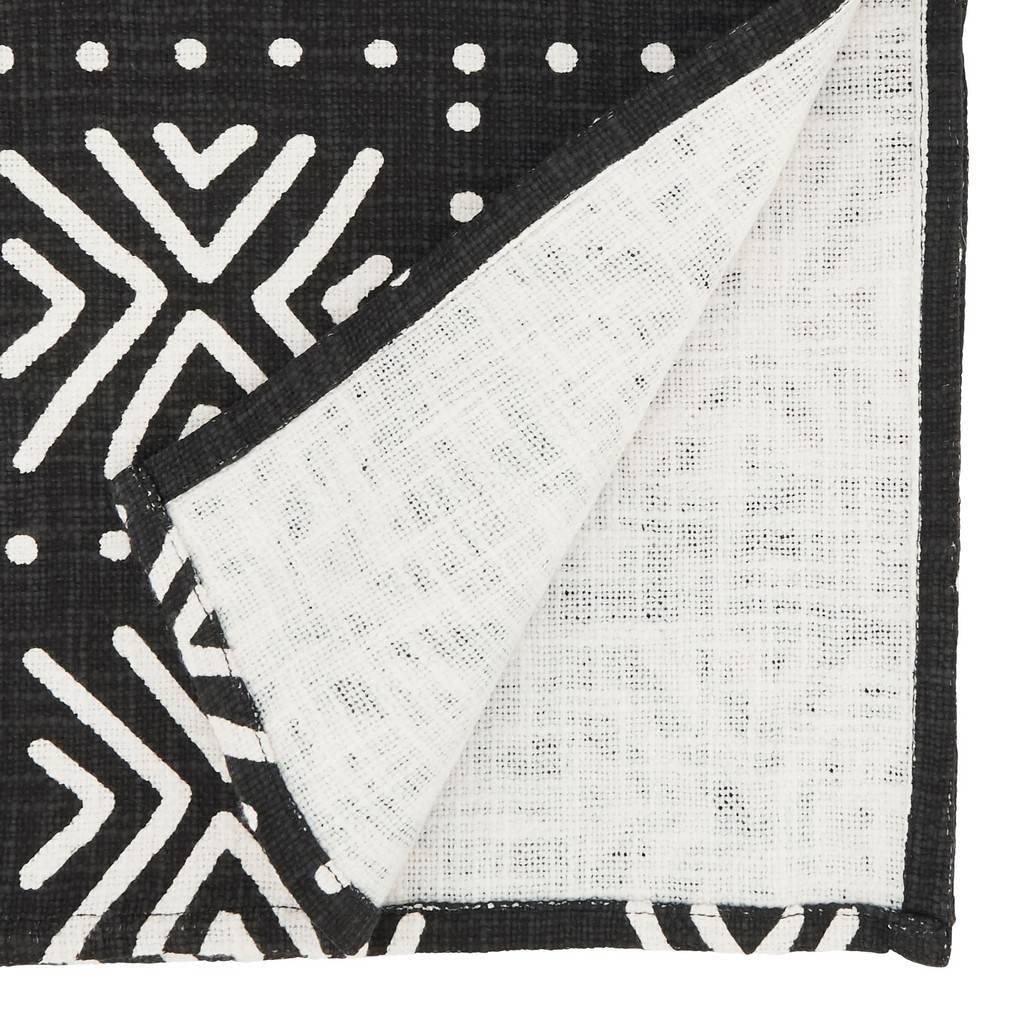 Fennco Styles Arrow Mud Cloth Design Cotton Table Runner 16" W x 72" L - Black Tribal Printed Table Cover for Home Décor, Everyday Use, Banquets and Special Occasion