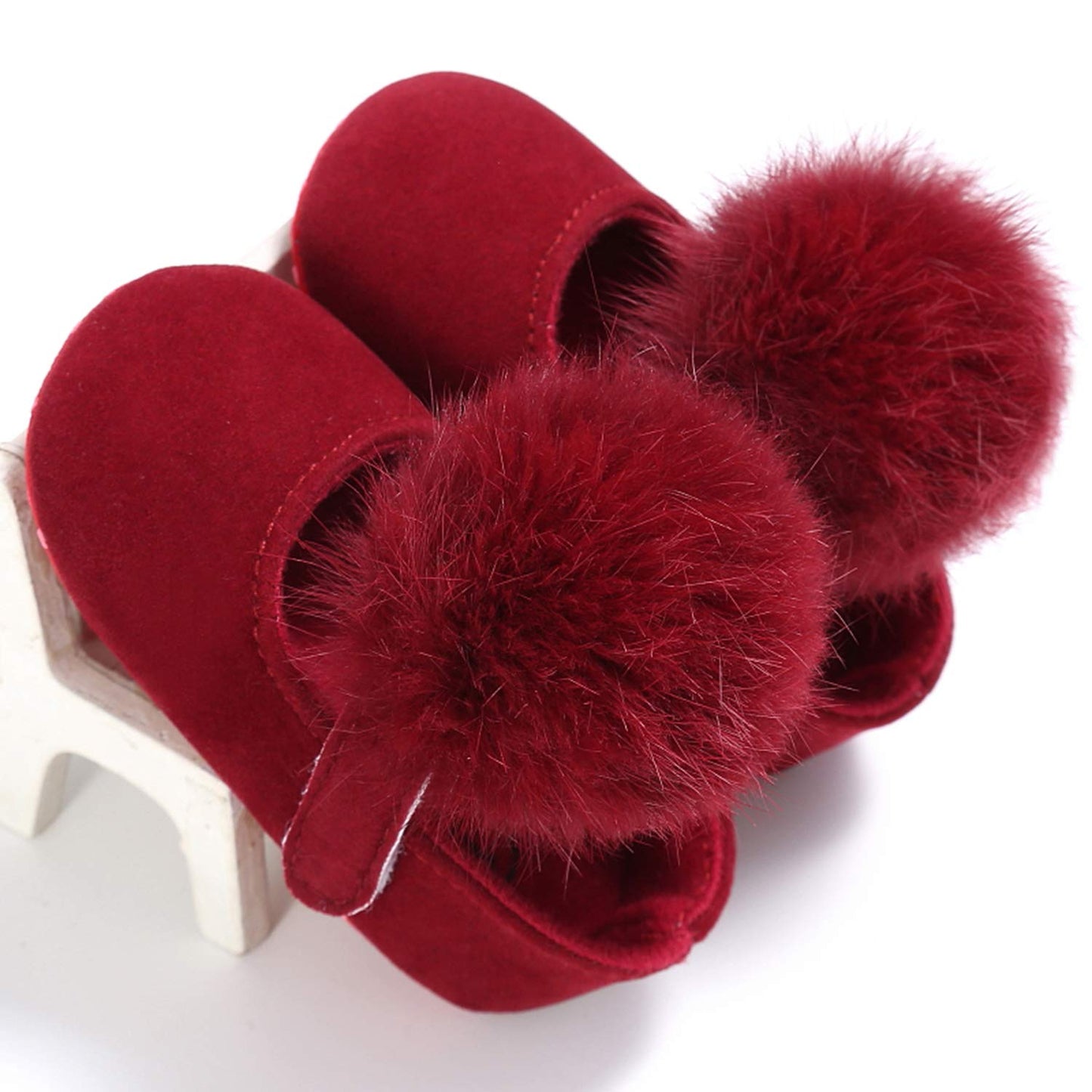 stylesilove Infant Baby Girl Cute Pom Pom Solid Ballet Soft Sole Anti-Slip Crib Shoes Pre-Walker Shoes 0-18M, 5 Colors