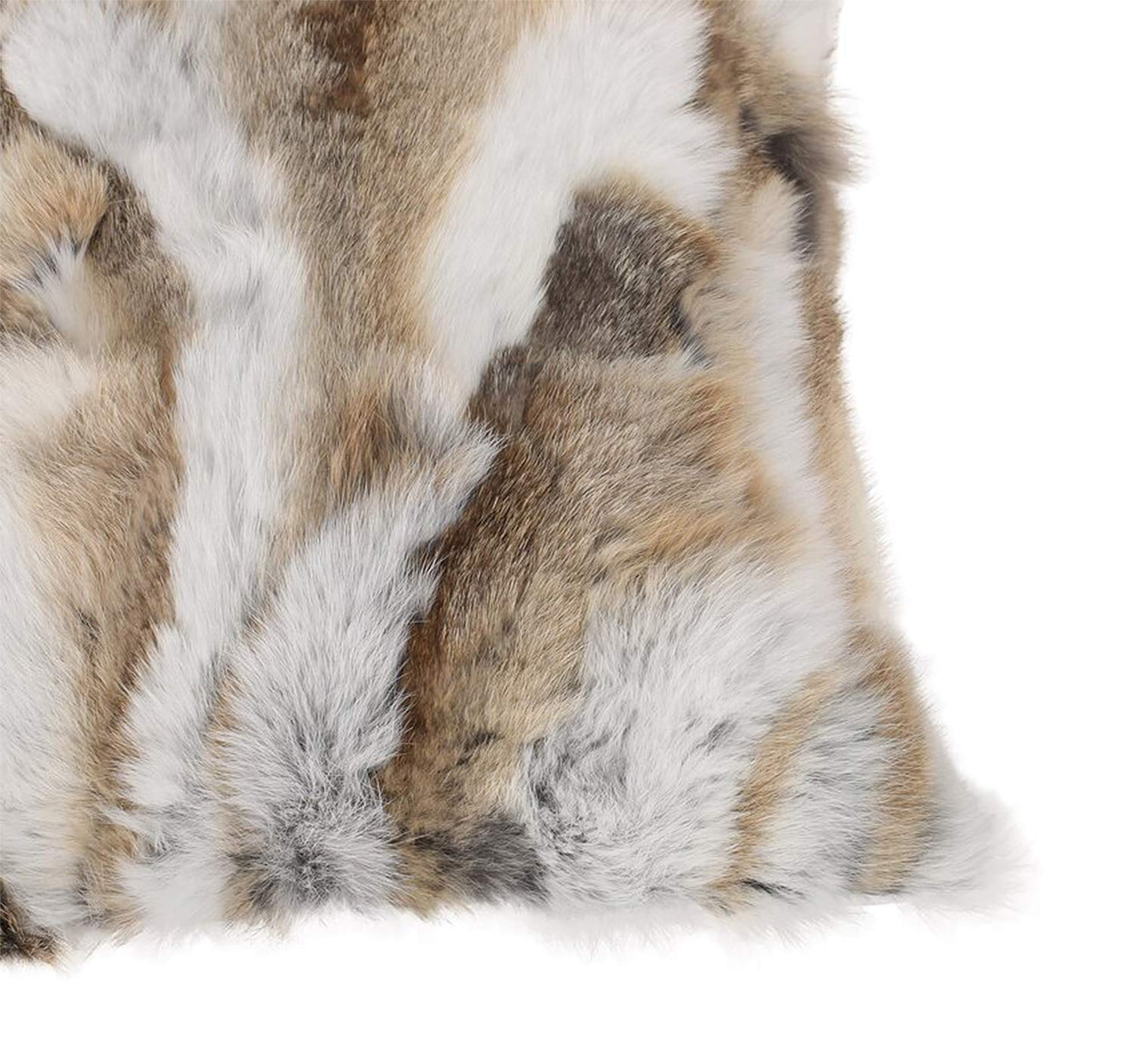Fennco Styles Lucky Collection Rustic Handcrafted Ultra Soft Rabbit Fur 16 x 16 Inch Throw Pillow with Case & Insert – Grey Accent Pillow for Winter Season on Couch, Bedroom and Living Room Décor