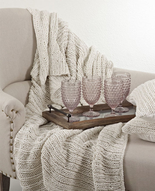 Fennco Styles Darcy Knitted Soft Cotton Throw Blanket - 50"x60" - Ivory