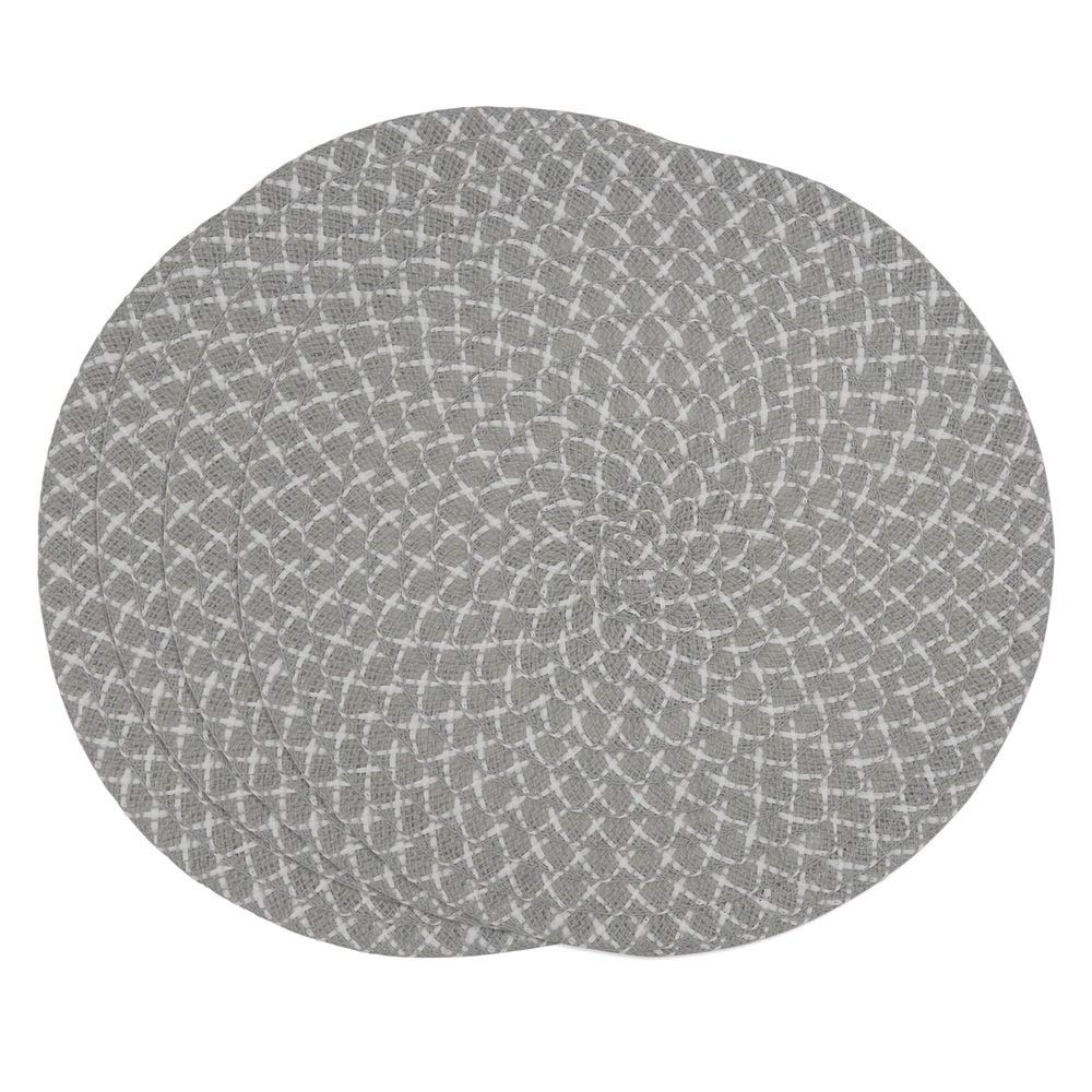 Fennco Styles Woven Design Placemats 15 Inches Round, Set of 4 – Modern Traycloth Table Mats for Home, Dining Room Décor, Banquets, Indoor & Outdoor and Special Events