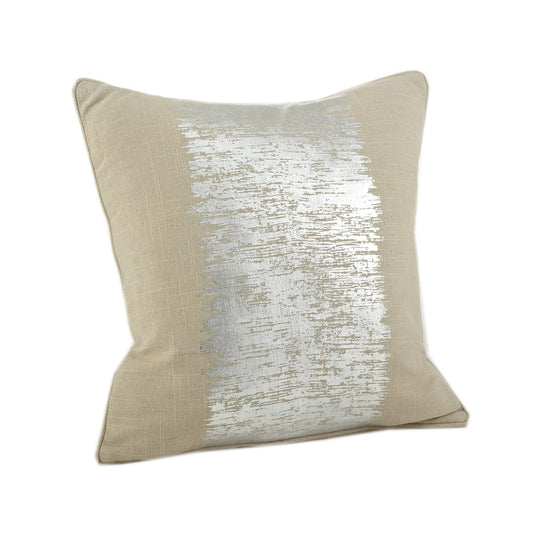 Fennco Styles Eleni Metallic Banded Design Down-Filled Cotton Throw Pillow 20" W x 20" L