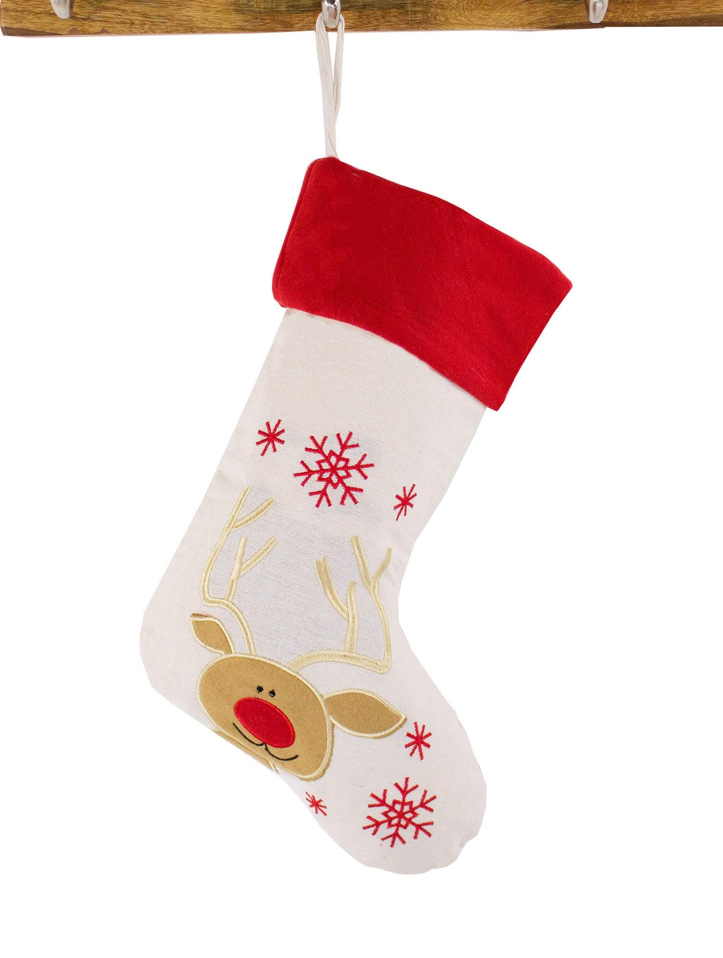 Fennco Styles Holiday Christmas Patterned Linen Hanging Stocking