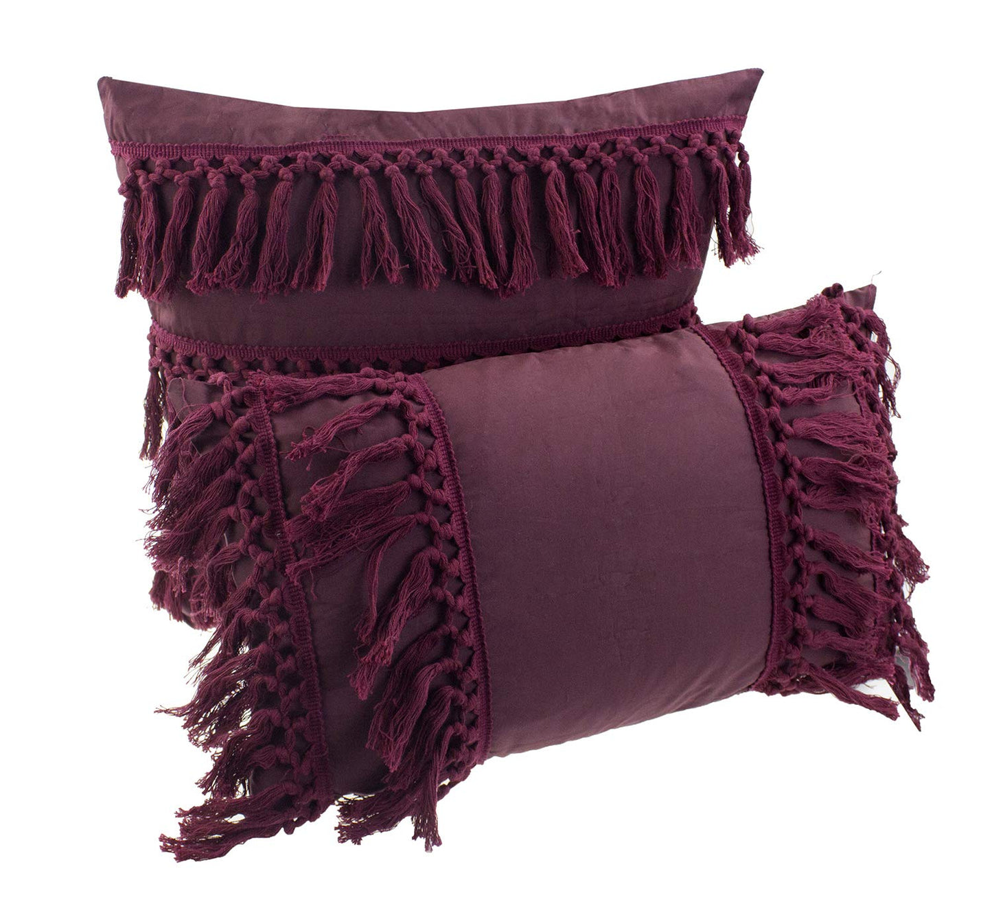Fennco Styles Stylish Fringe Tassels Decorative Cotton Throw Pillow