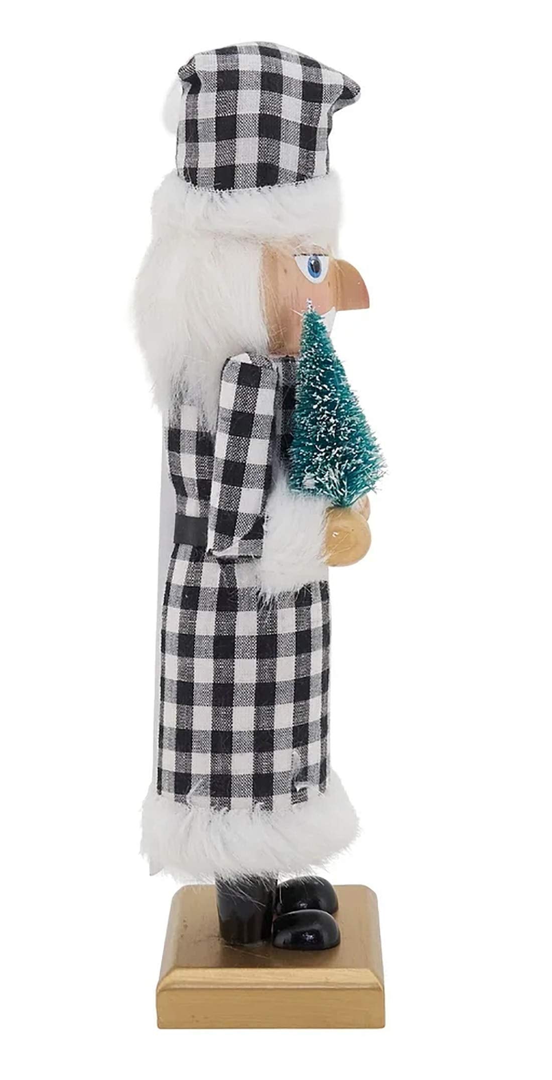 Fennco Styles Handmade Wood Creative Christmas Figurine - Black Buffalo Plaid Nutcracker for Christmas Décor, Holiday, Home, Tabletop and Kids Room Decorations