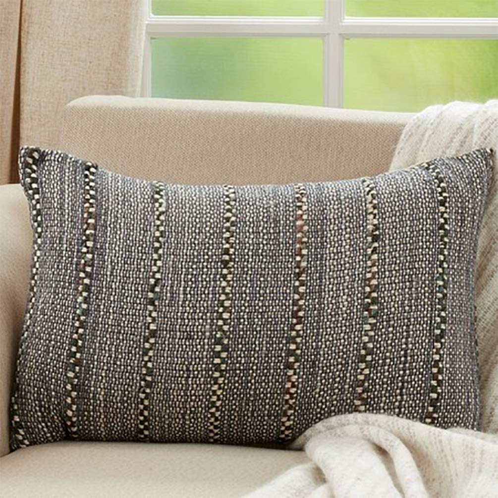 Fennco Styles Homey Striped Decorative Cotton Throw Pillow 20" W x 20" L - Blue Accent Cushion for Home, Couch, Bedroom, Living Room and Office Décor