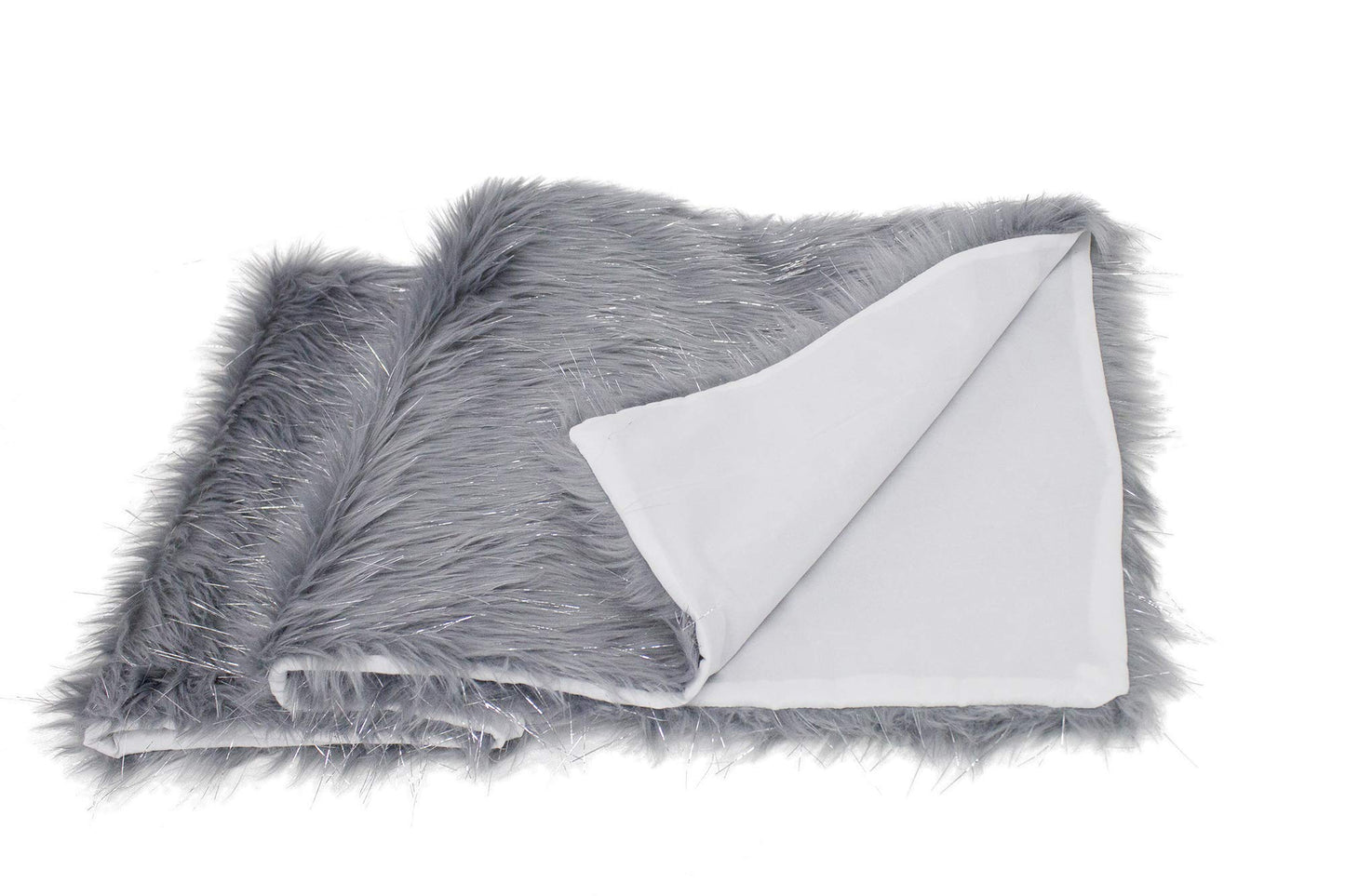 Fennco Styles Holiday Christmas Decorative Exquisite Faux Fur with Silver Metallic Thread Table Runner