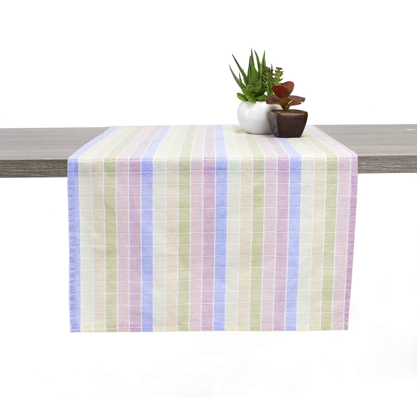 Fennco Styles Luscious Stitched Checkered Cotton Table Runner 16 x 90 Inch - Multicolor Table Linens for Everyday Use, Banquets, Wedding and Special Events