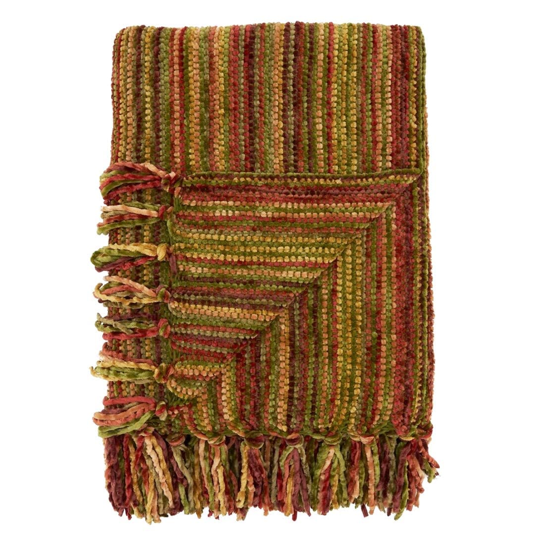 Fennco Styles Soft Knitted Chenille Fringe Design Throw Blanket 50" W x 60" L – Rust Blanket for Couch, Bedroom and Living Room Décor