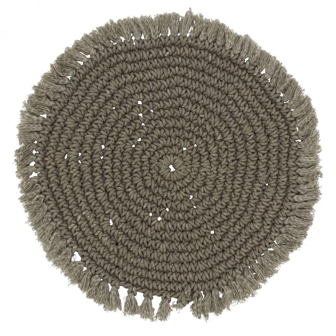 Fennco Styles Boho Macrame Cotton Placemats 15" Round, Set of 2 - Natural Braided Fringe Table Mats for Home, Dining Room, Banquets, Family Gathering and Special Events