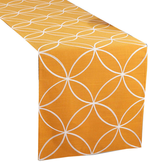 Fennco Styles Stitched Tile Table Runner - 16"x70" Rectangular - 4 Colors (Tangerine)