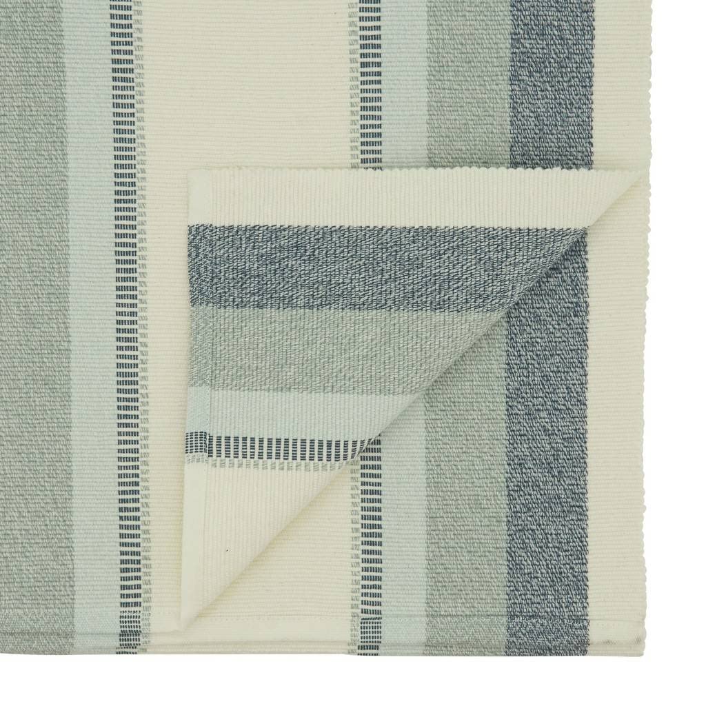 Fennco Styles Ribbed Design Classic Striped Cotton Table Runner 14" W x 72" L - Blue Woven Table Cover for Home, Dining Table, Banquets, Holidays and Special Occasions