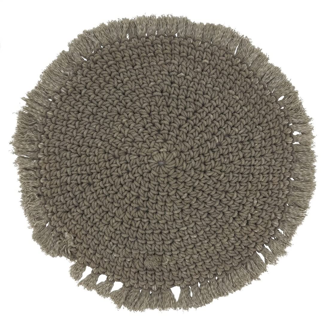 Fennco Styles Boho Macrame Cotton Placemats 15" Round, Set of 2 - Natural Braided Fringe Table Mats for Home, Dining Room, Banquets, Family Gathering and Special Events