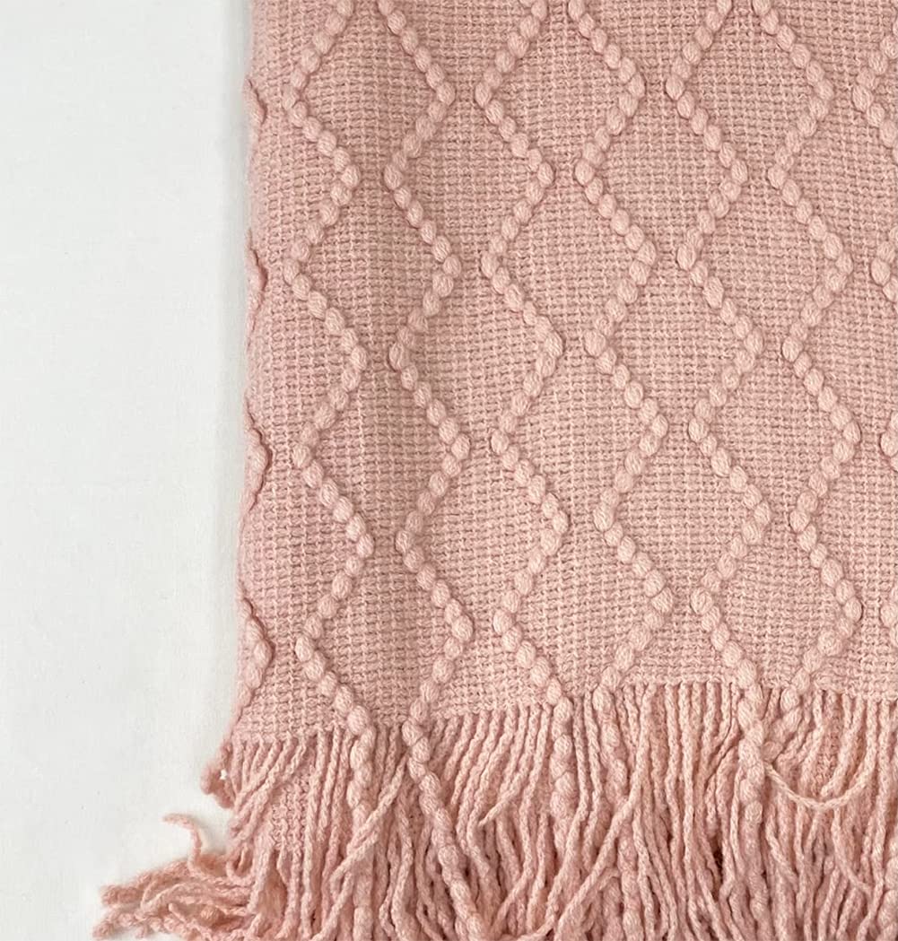 Fennco Styles Modern Textured Weave Knit Throw with Fringe 50" W x 60" L - Chevron Throw Blanket for Sofa, Couch, Living Room, Bedroom Décor