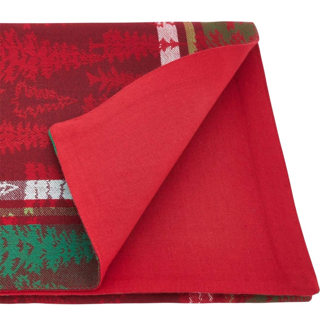 Fennco Styles Christmas Tree Plaid Design 100% Cotton Table Linens - Various Sizes for Home, Holiday, Family Gathering and Special Occasion