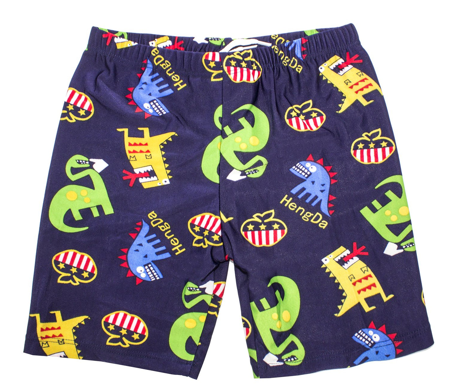 stylesilove Kids Boy Cartoon Dinosaur Shark Rashguard Top & Swim Shorts with Hat 3 pcs Set