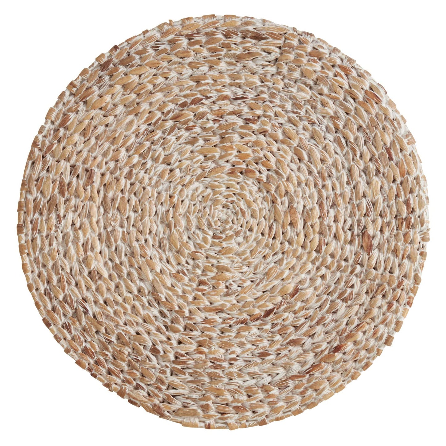 Fennco Styles Handwoven Water Hyacinth Placemats 15" Round, Set of 2 - White Braided Table Mats Heat Resistant Insulation for Home, Boho Décor, Dining Table, Banquets, Special Events