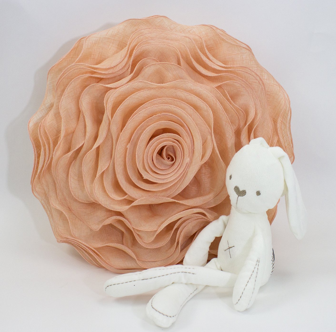 Fennco Styles Beautiful Handmade 3D Rose with Custom Made Fabric Decorative Throw Pillow 16" Round